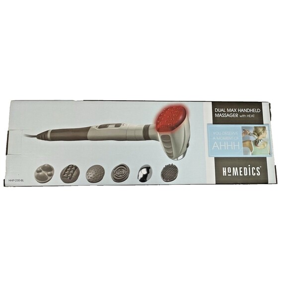 Homedics Dual Max Handheld Massager with Heat 6 Attachments HHP-230-BL New GIFT - Picture 1 of 4